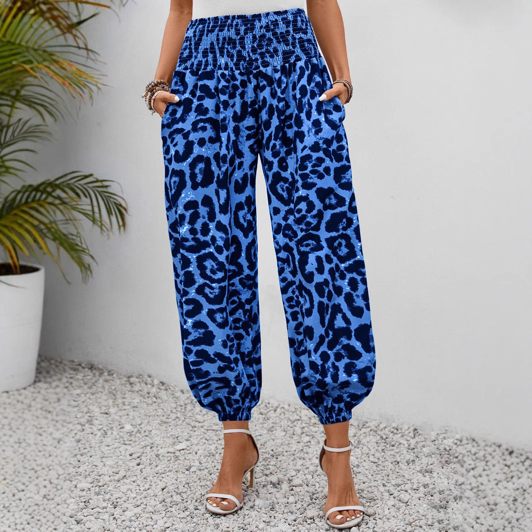 Damen-Hosen Leopardenmuster Elegant Weite