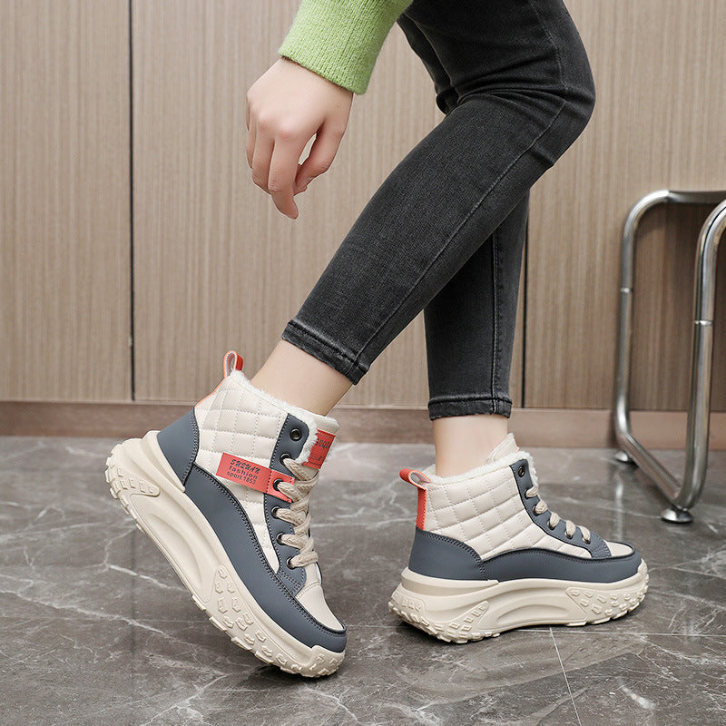 Damen Sneaker Hoch Sohle Kuschelig Rutschfest