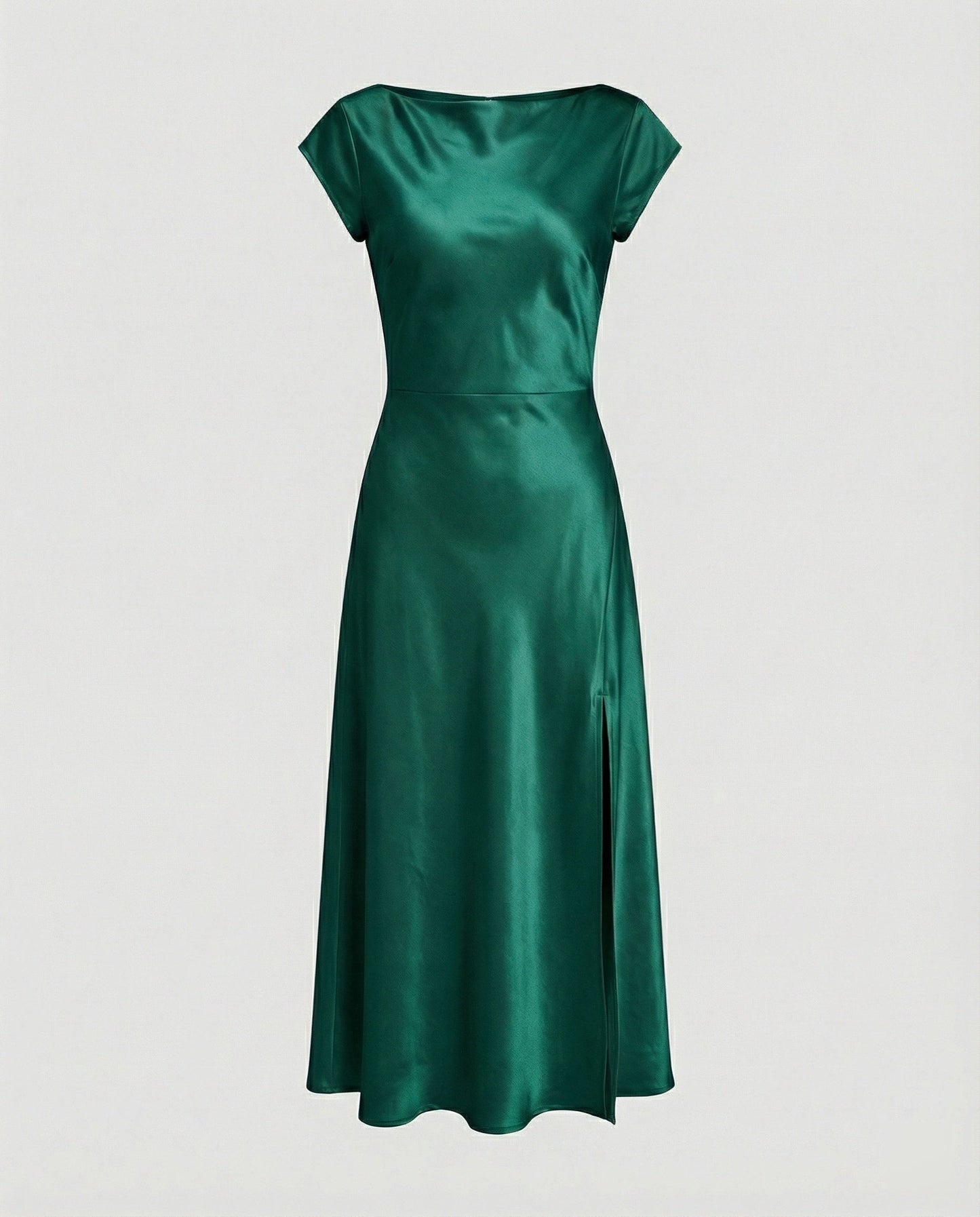 Damen Midikleid Satin Elegant mit Schlitz