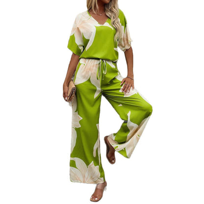 Damen Hosenanzug Elastisch Blumenmuster Modern