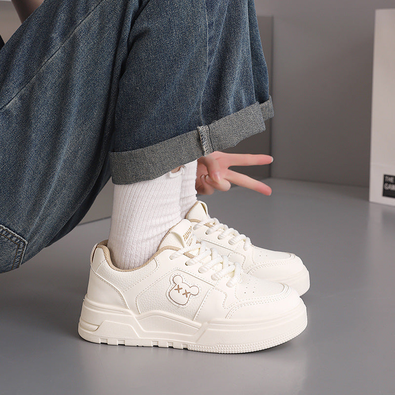 Damen Sneaker Bärenmotiv Dicke Sohle Mode
