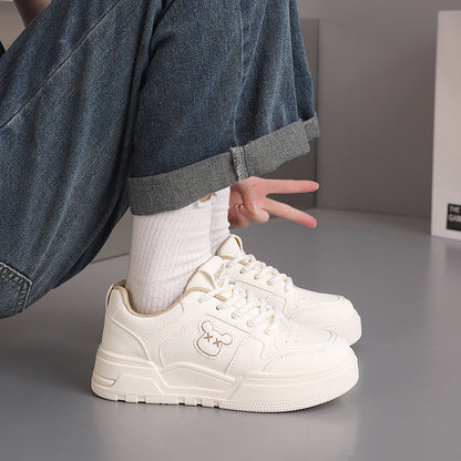 Damen Sneaker Bärenmotiv Dicke Sohle Mode