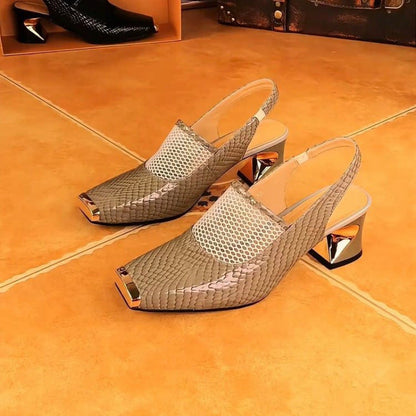 Damen Slingback Pumps Metallic Silber