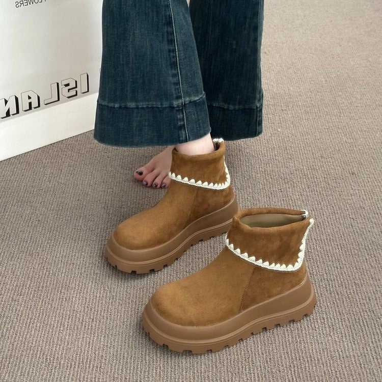Damenstiefel Weiches Innenfutter Faltendesign