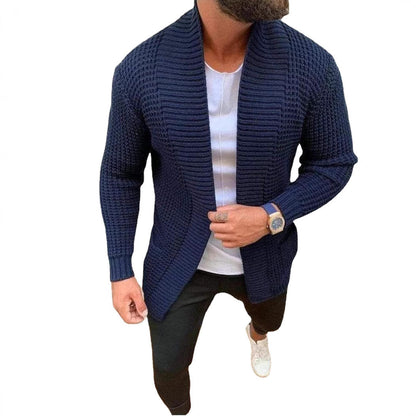 Herren Strickjacke Tiefkragen Modern Struktur Optik