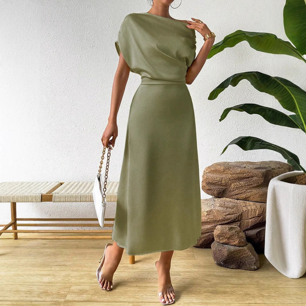 Damen Abendkleid Asymmetrisch Fließend
