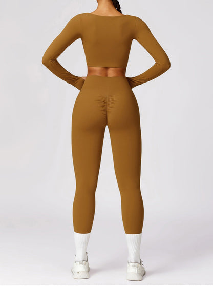 Damen Langarm Crop- Nahtlos Sport-BH