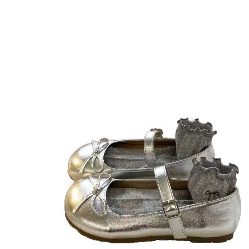 Damen Ballerinas Schnürballett mit Glanz Optik