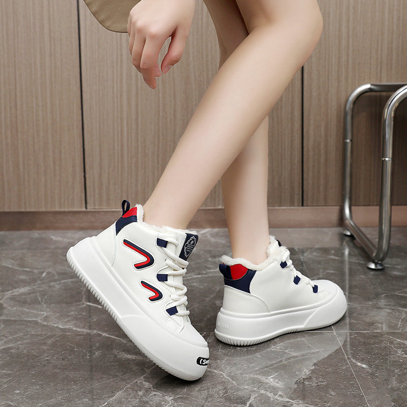 Damen Hoch Sneaker Flauschig Innenfutter Modisch