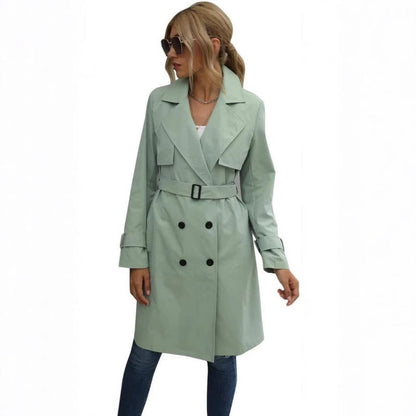 Damen Trenchcoat Eleganter Kragen Schmal