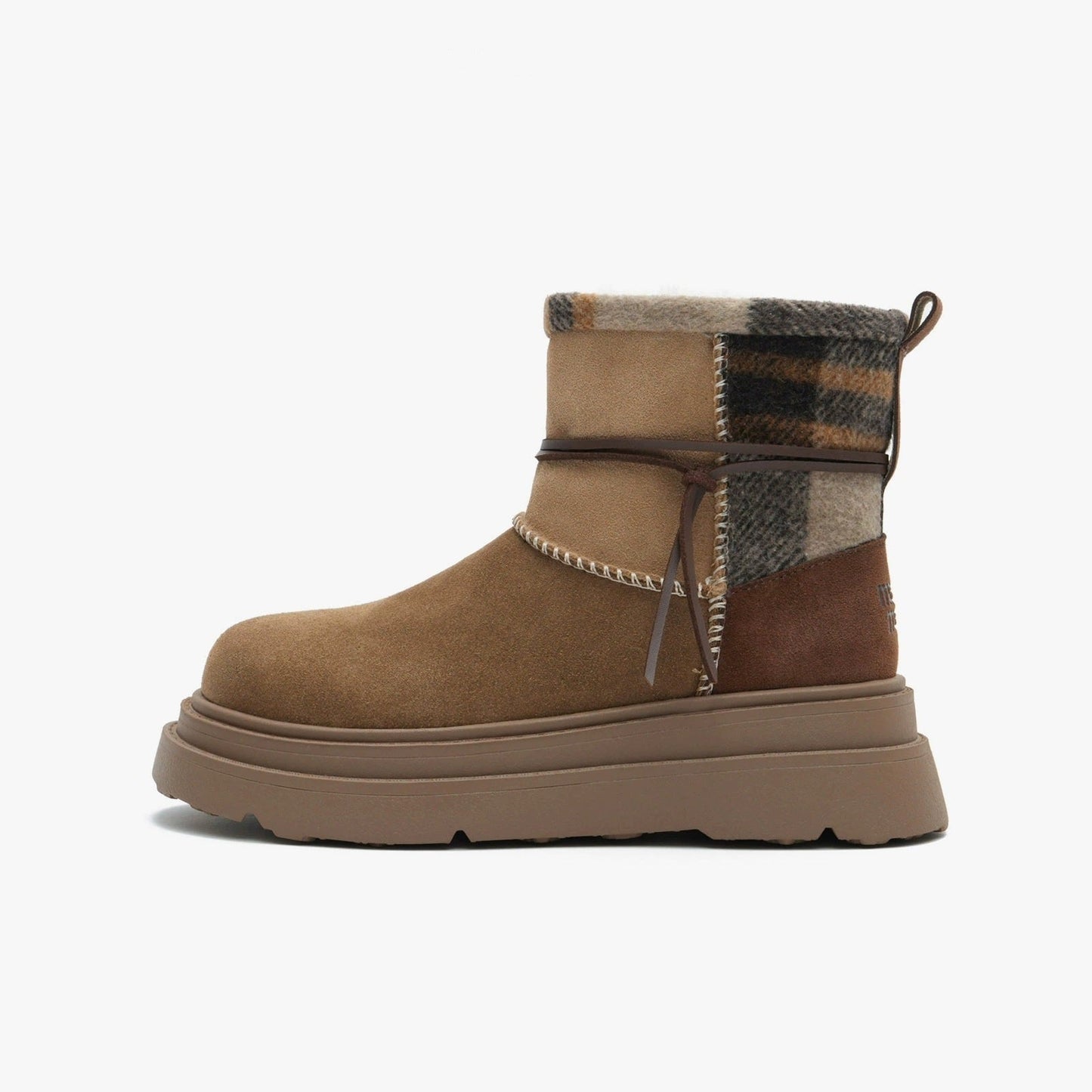 Damen Winterstiefel Weiches Karomuster Warm