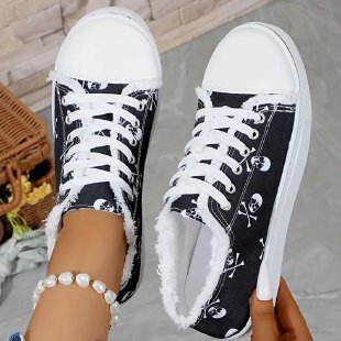 Damen Sneaker mit Floralem Skull-Design Weich - Norvielle