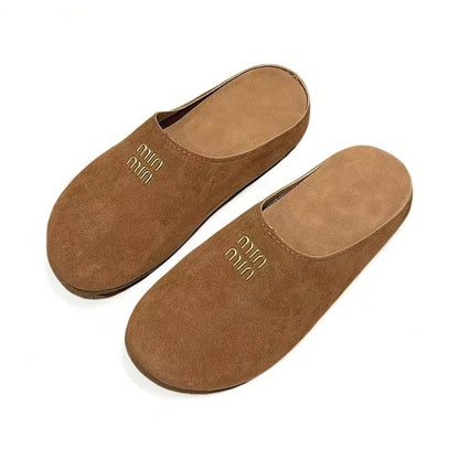 Damen Veloursleder Hausschuhe Weich Warm