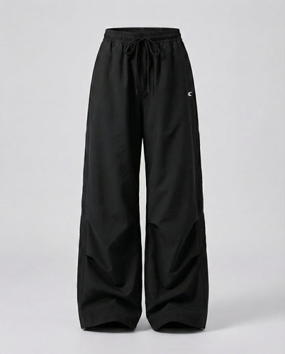 Damen Hose Weite Bein Elastik Lang