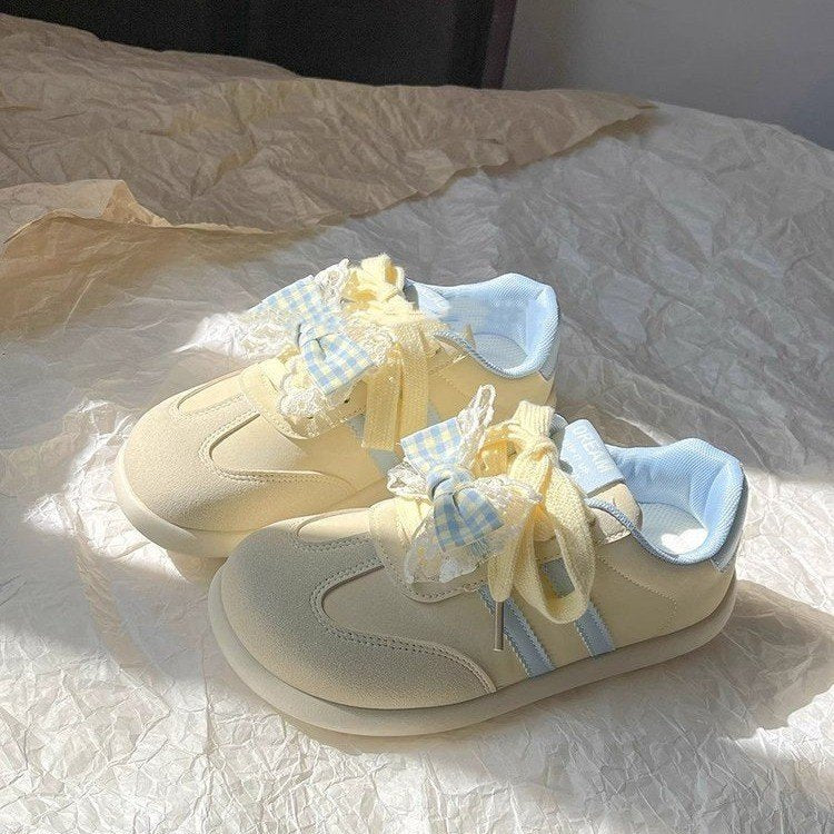 Damen Sneaker Schuhe mit Schleifen Trend Frauen