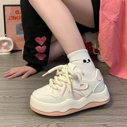 Damen Sneaker Herz Design Komfortschuhe Weiß - Norvielle