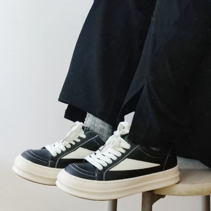 Damen Sneaker Leder Komfort Sohle Schwarz - Norvielle