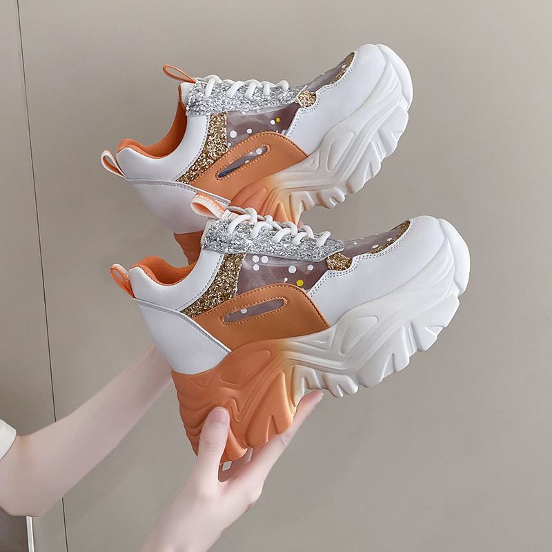 Damen Sneaker Glitter Bequem Dämpfend
