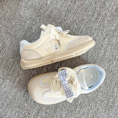 Damen Sneaker Bequem Rüschen Dekor