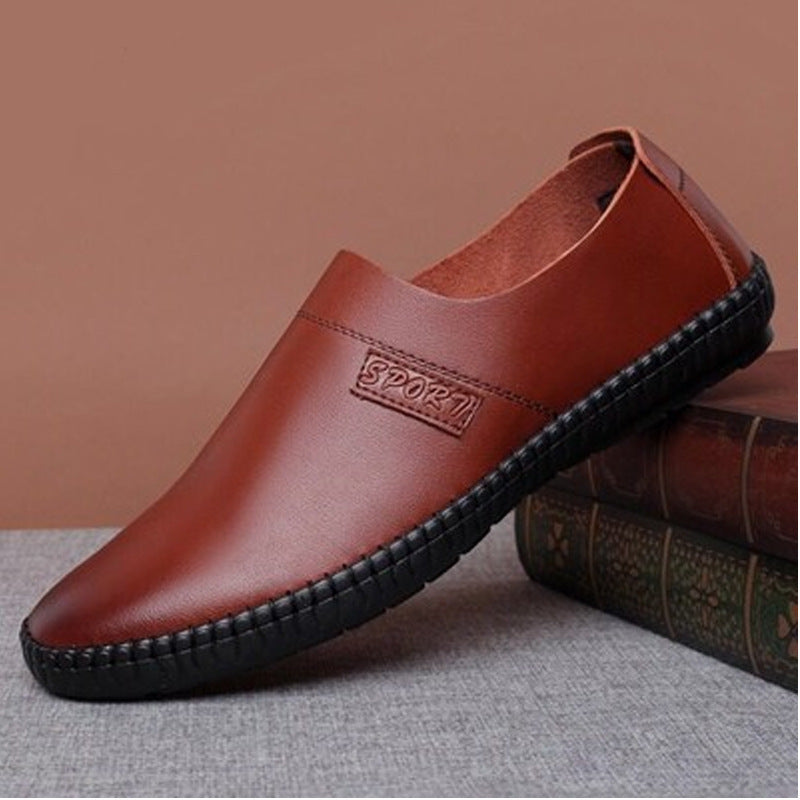 Damen Slip-On Schuhe Leder Bequem Schwarz - Norvielle