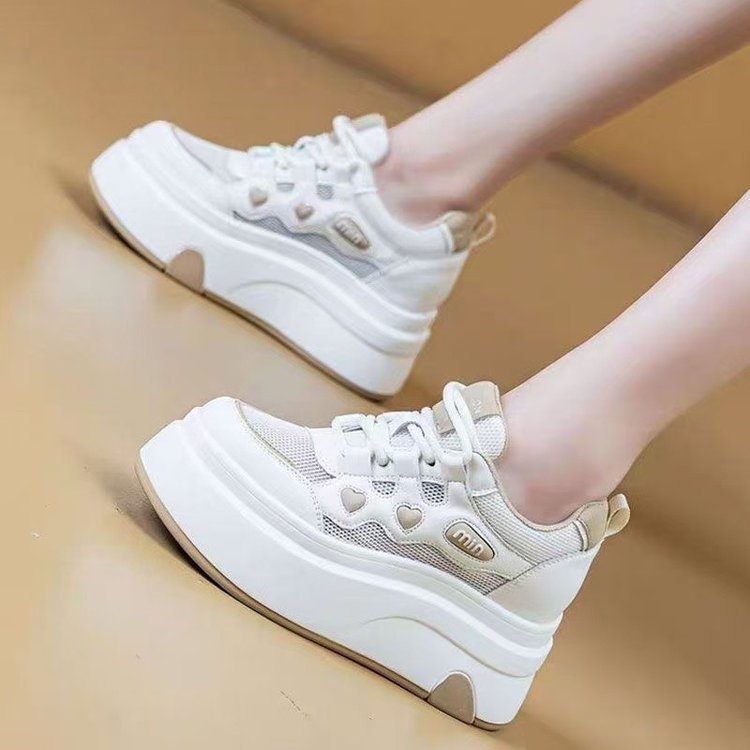 Damen Sneaker Plateau Herzmuster Atmungsaktiv