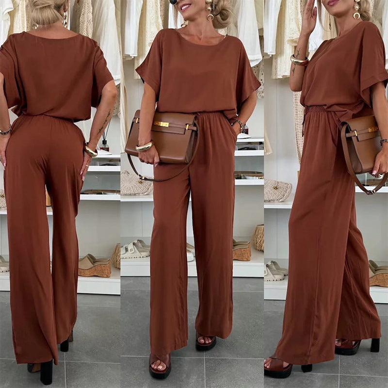 Damen Jumpsuit Weites Bein Elegant Mit Taillenbetonung - Norvielle