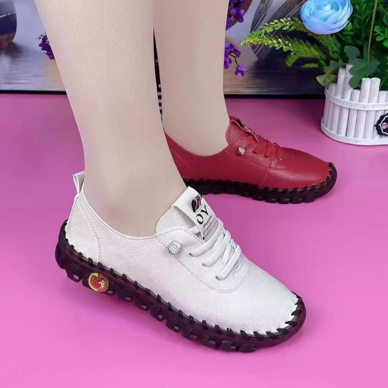 Damen Schnürschuhe Leder Bequem