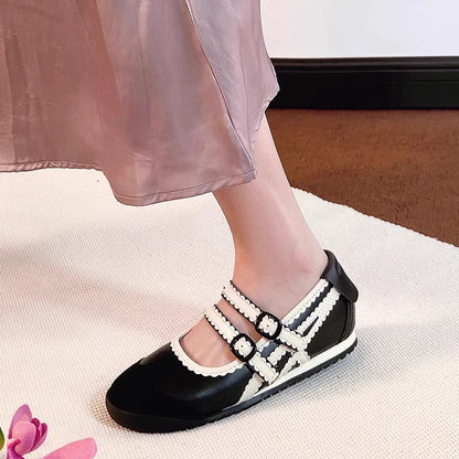 Damen Mary Jane Schuhe Bequem Blumen Verzierung