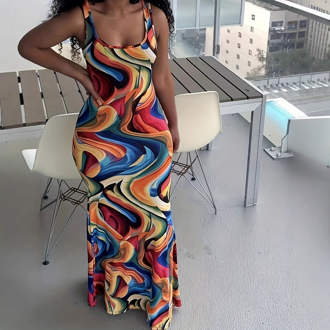 Damen Maxikleid Farbverlauf Elegant Lang - Norvielle