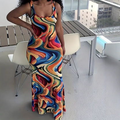 Damen Maxikleid Farbverlauf Elegant Lang - Norvielle