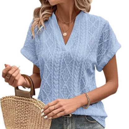 Damen Kurzarmbluse Elegant Sommerweiß
