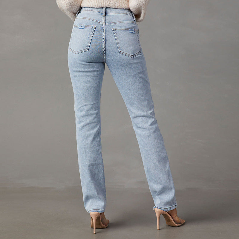 Damen High-Waist Jeans Lässig Damenjeans