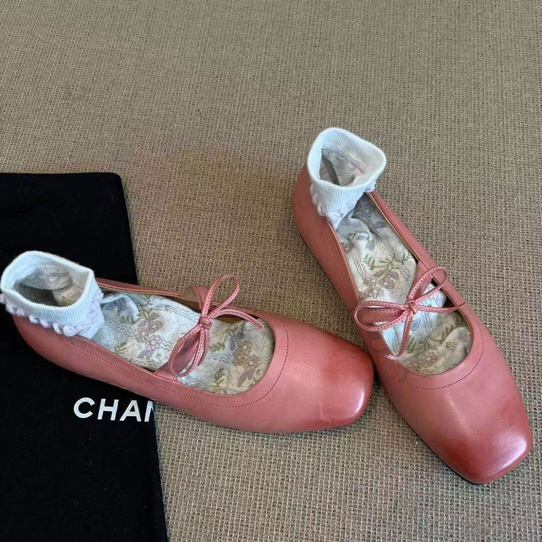 Damen Ballerinas Elegantes Leder Bequem