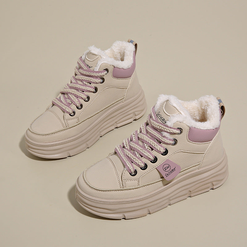 Damen High- Sneaker Warm Kuschelig Profilsohle