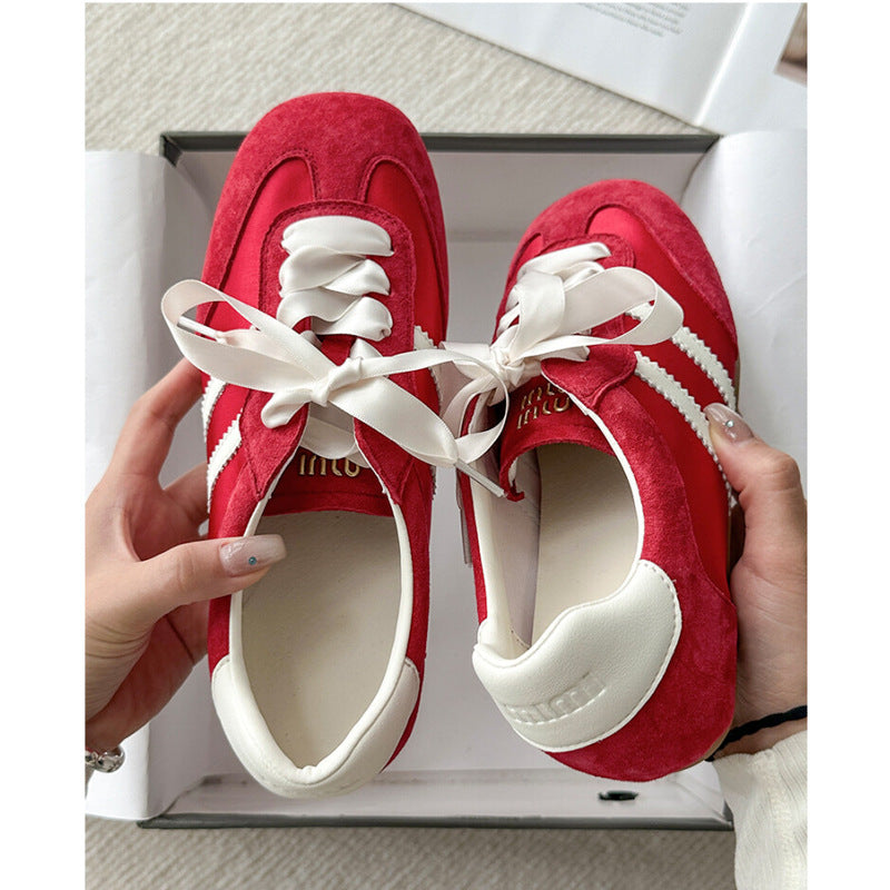 Damen Laufschuhe Elegante Sneaker Satinband
