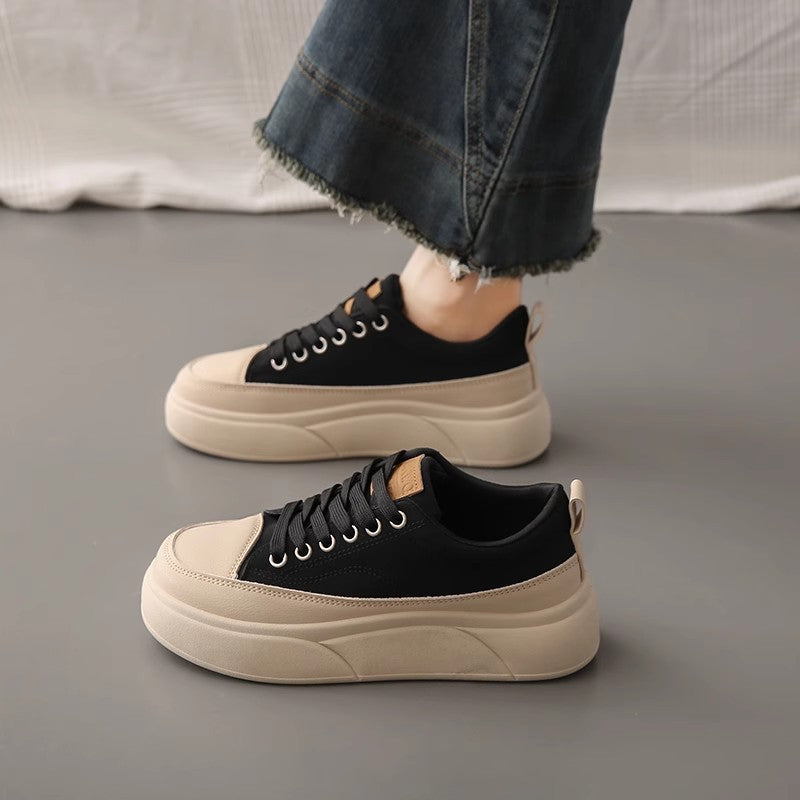 Damen Hochplateau Sneaker Chunky Bequem Schwarz - Norvielle