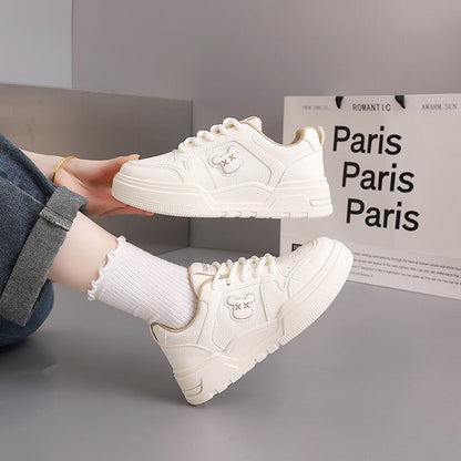 Damen Sneaker Bärenmotiv Dicke Sohle Mode