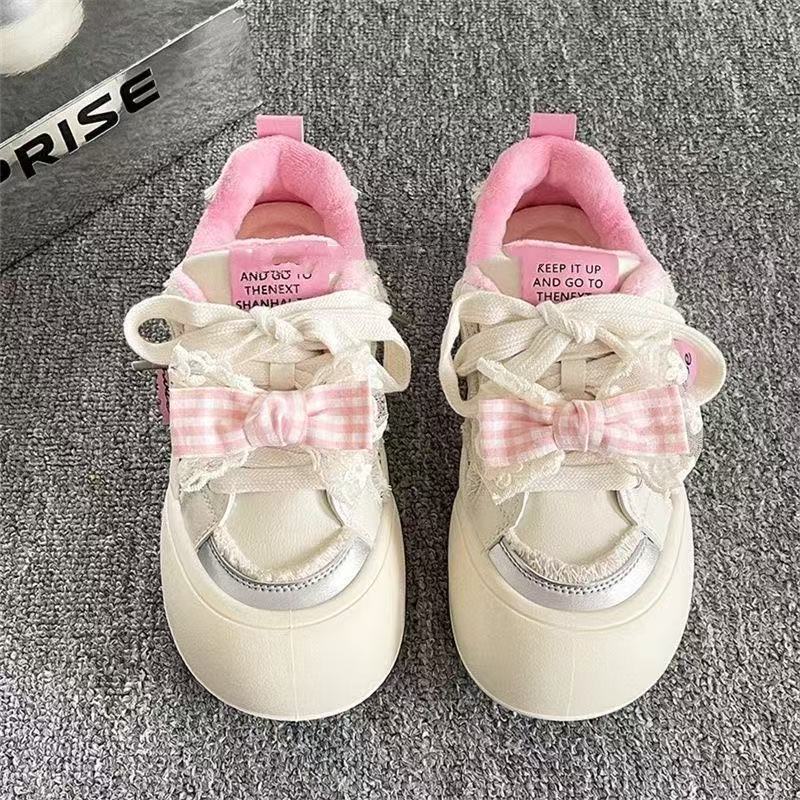 Damen Sneaker Gingham Muster Weiches Innenfutter