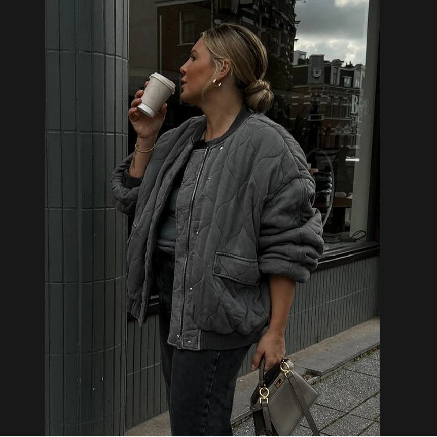 Damen Oversized Bomberjacke Weich Warm