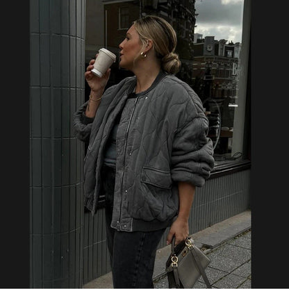 Damen Oversized Bomberjacke Weich Warm