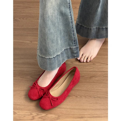 Damen Ballerinas Weich Schleifen Detail Rosa