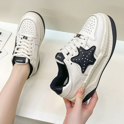 Damen Sneaker Sternen-Design Comfort-Sohle Weich Schwarz - Norvielle