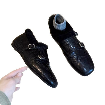 Damen Mokassins Weiches Leder Schnalle Modern