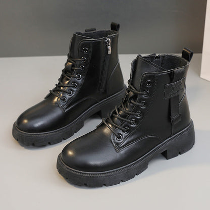 Damen Halbstiefel Schnürung Reißverschluss Robust