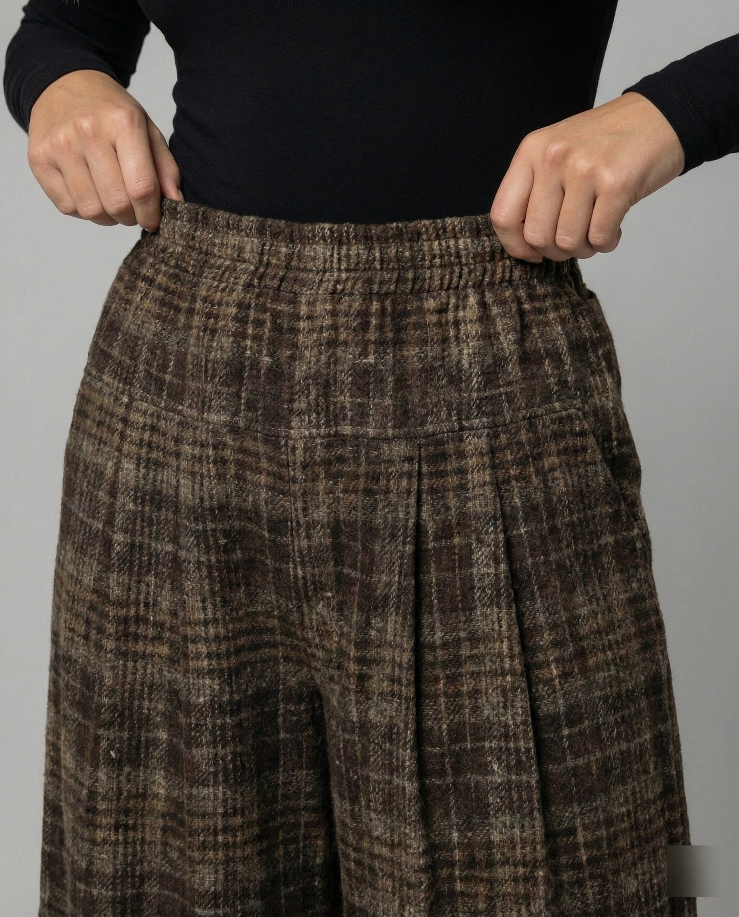 Damen Palazzo-Hose kariert Hochwertig