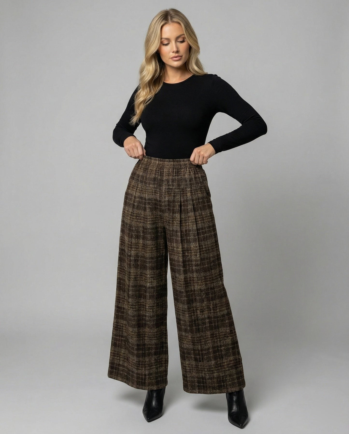 Damen Palazzo-Hose kariert Hochwertig - Norvielle