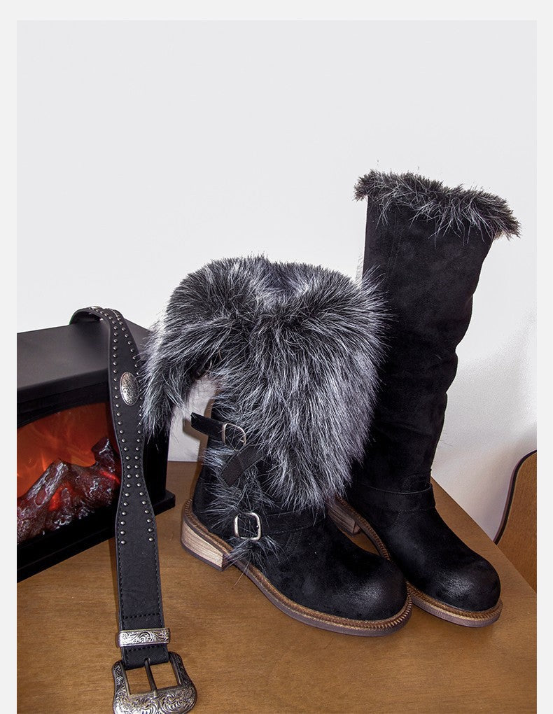 Damen Winterstiefel Robust Schnee Kunstfellkragen