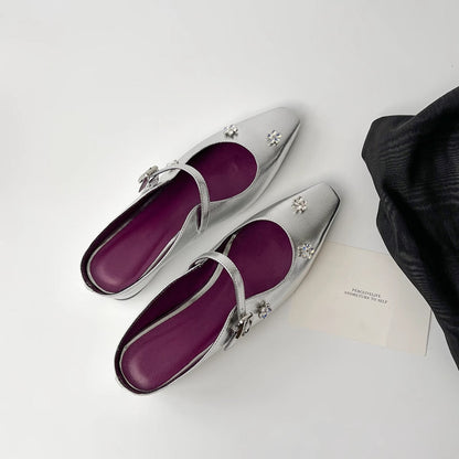 Damen Slingback Schuhe mit Blumenapplikationen