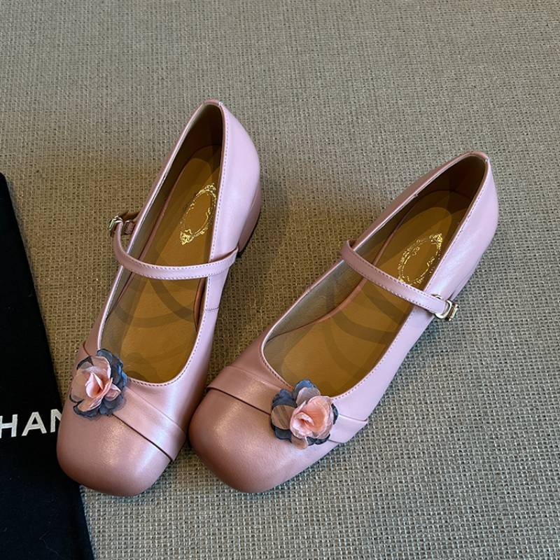 Damen Mary Jane Schuhe Blumenmuster Elegant