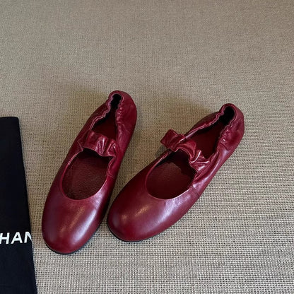 Damen Ballerinas Glänzend mit Rüschensaum